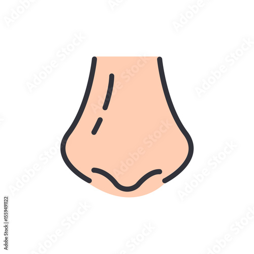Human Nose Depicted As An Icon With Simple Lines And Soft Colors