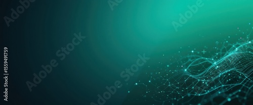 Technology web banner, gradient background from deep green to cyan