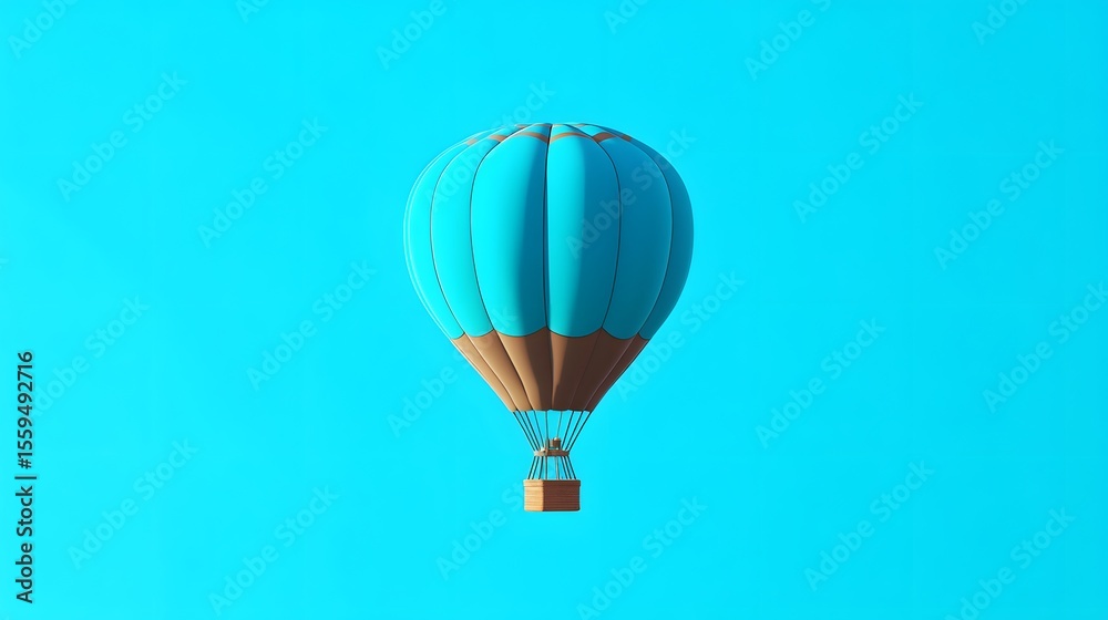 Obraz premium Teal and Brown Hot Air Balloon on Blue Sky Background
