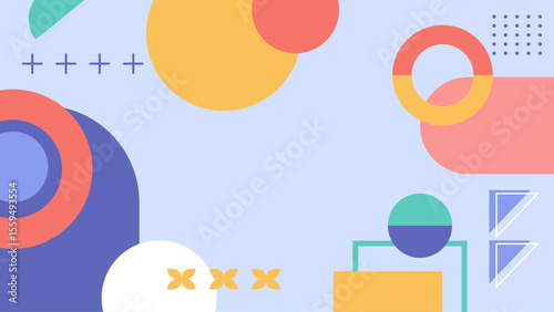 Pastel abstract shapes and flowers on a green background. Suitable for spring themed designs, feminine branding, or delicate stationery materials.