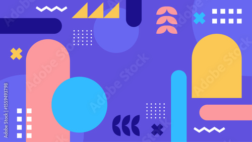 Purple abstract art with geometric shapes and colors; suitable for modern design projects, web backgrounds, and artistic presentations.