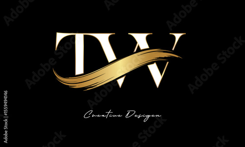 TW Monogram Logo – Luxury Gold Letter mark with Elegant Brush Stroke for Fashion, Boutique & Premium Branding 