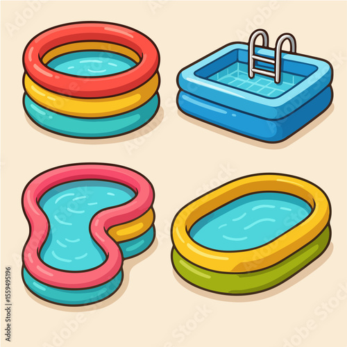 Vector Set of portable swimming pools