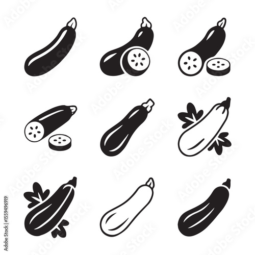 Zucchini Icon Set for Veggies. 
