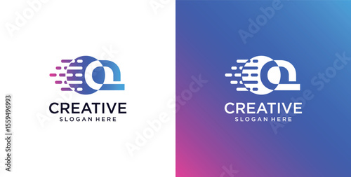 ikon logo Q awal teknologi digital