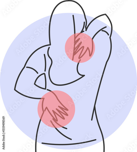 Woman Suffering from Back and Shoulder Pain Simultaneously