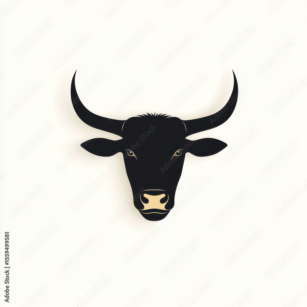 Naklejka premium Black Bull Head Illustration on White Background