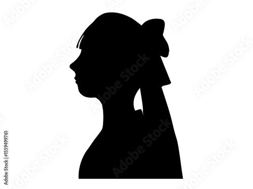 schoolgirl　silhouette　日本のレトロな女学生　シルエット　イラスト