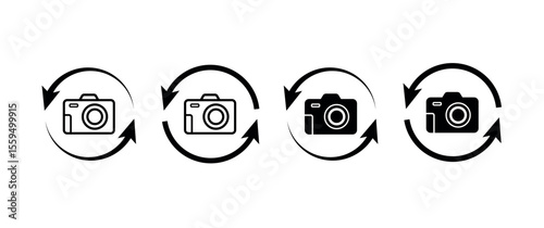 Camera switch icon. rotate camera icon. camera switch png and vector illustration on transparent background