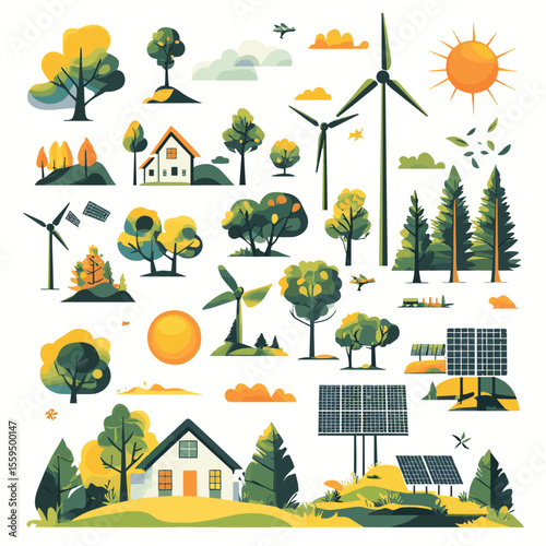 Sustainability illustration set