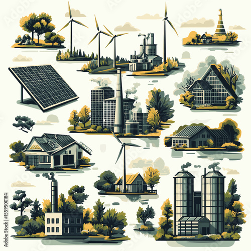 Sustainability illustration set