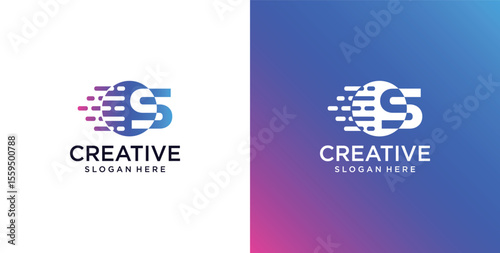 ikon logo S awal teknologi digital