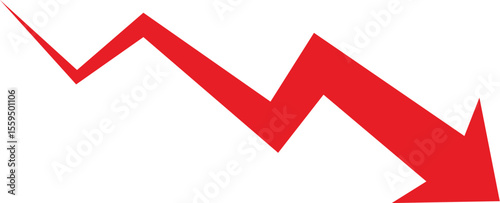 Red Downward Zigzag Arrow Icon