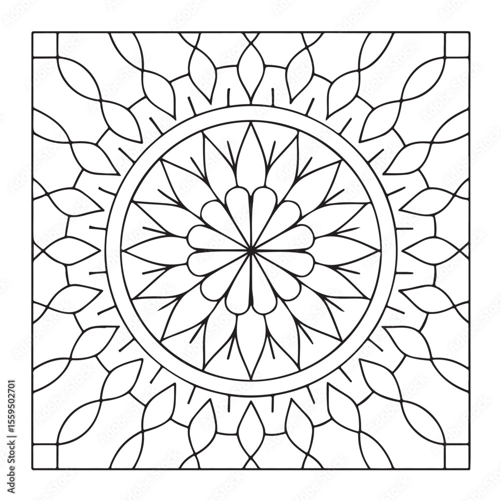 Fototapeta premium Mandala Coloring Pages For Adults, Black & White, Line Art, Illustration, Vector Art, Coloring Pages, Coloring Book