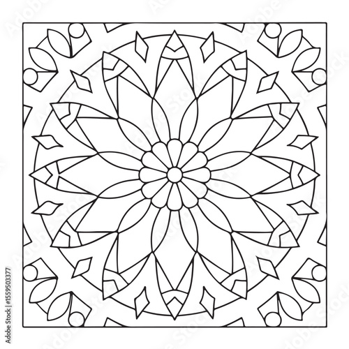 Mandala Coloring Pages For Adults, Black & White, Line Art, Illustration, Vector Art, Coloring Pages, Coloring Book