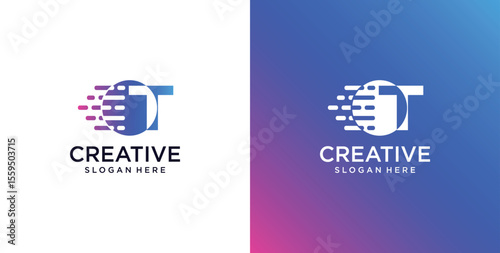 ikon logo T awal teknologi digital