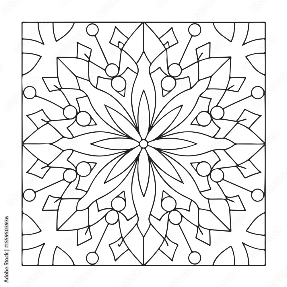 Obraz premium Mandala Coloring Pages For Adults, Black & White, Line Art, Illustration, Vector Art, Coloring Pages, Coloring Book