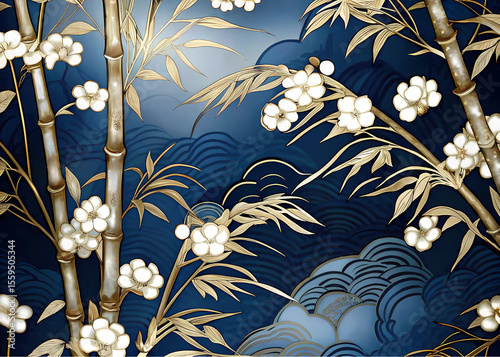 This collection showcases ten distinct artistic renderings of lotus flowers and blossoming motifs, each exhibiting a sophisticated blend of gold outlines, white petals, and varying shades of blue back