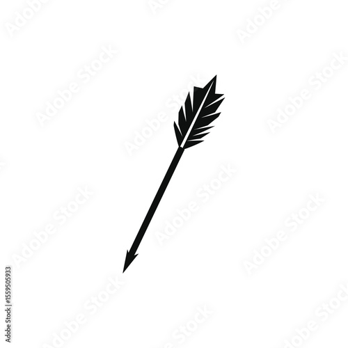 Arrow Clipart Silhouette, Archery Sign Symbol with Feather, Transparent Design