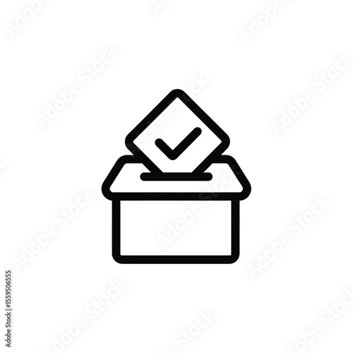 Ballot Box Icon with Check Mark on Transparent Background, Symbol of Choice