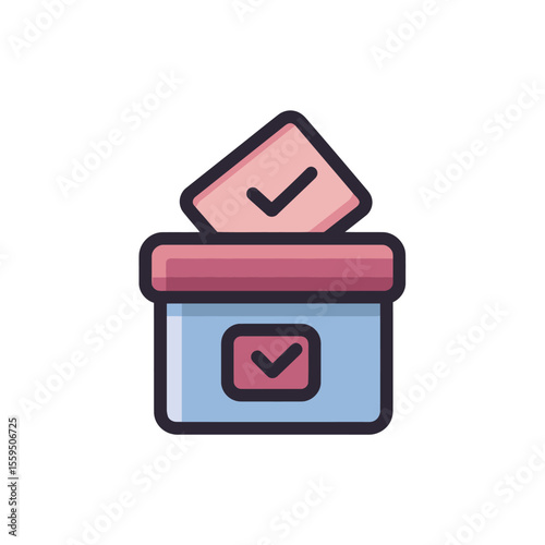 Ballot Box with Check Mark on Transparent Background Icon Voting Election