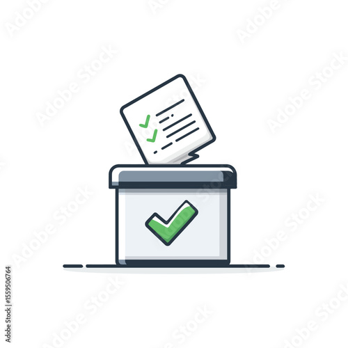 Ballot Box with and Green Checkmarks on Transparent Background Design