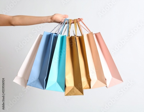 손에 들려 있는 다채로운 쇼핑백 Colorful Shopping Bags in Hand photo