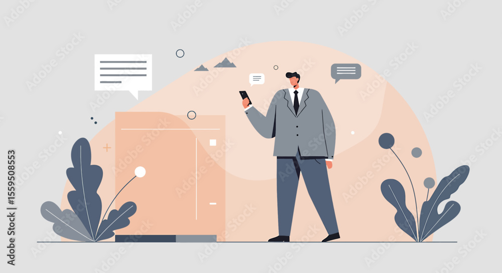 Fototapeta premium a man in a suit standing next to a box
