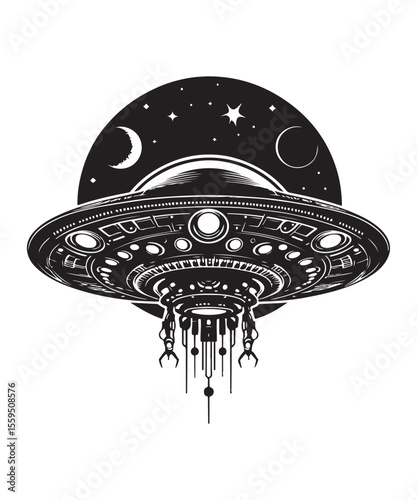 Ufo Alien Icon Vector Design on White Background.