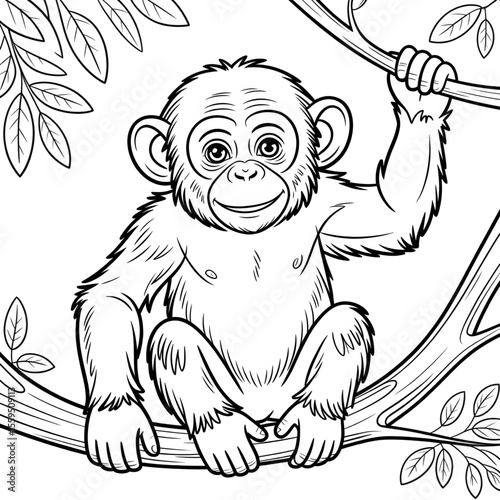 chimpanzee line drawing art
