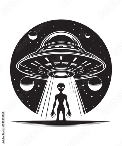 Ufo Alien Icon Vector Design on White Background.