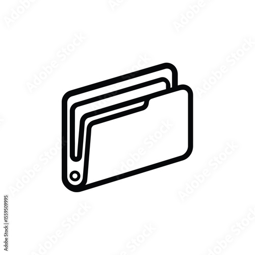 Black and White Outline Icon of a Manilla Folder with Documents Inside