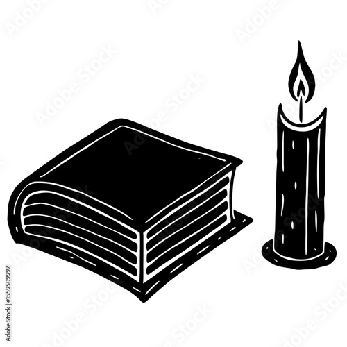 This book-and-candle silhouette captures the magic of reading—great for nighttime book lovers, merch, or classroom visuals.

