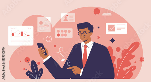 a man in a suit is using a cell