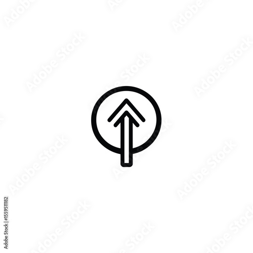 Black Arrow Pointing Up Inside a Circle on White Background Simple Icon Design
