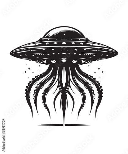 Ufo Alien Icon Vector Design on White Background.