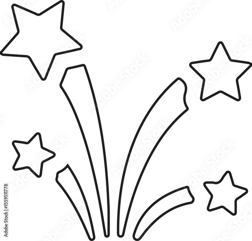 Simple outline of a starburst or firework with five stars