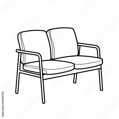 waiting chair illustration vector style coloring page 