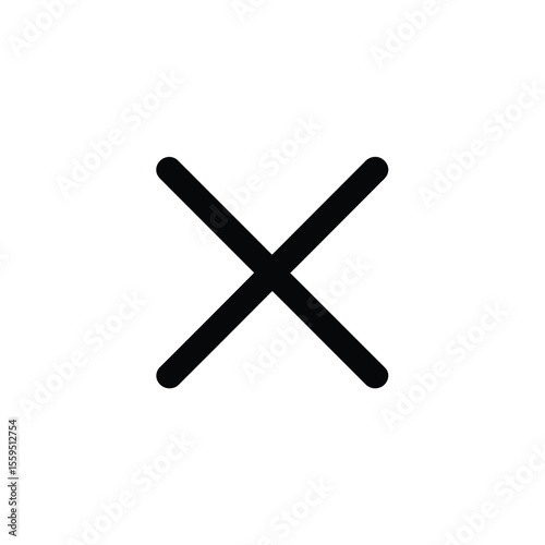 Black Cross Shape X Mark Symbol Isolated on Transparent Background Design