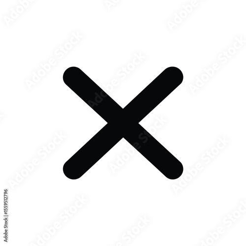 Black Cross Mark Icon, Rounded Shape, Transparent Background, Delete or Cancel Symbol