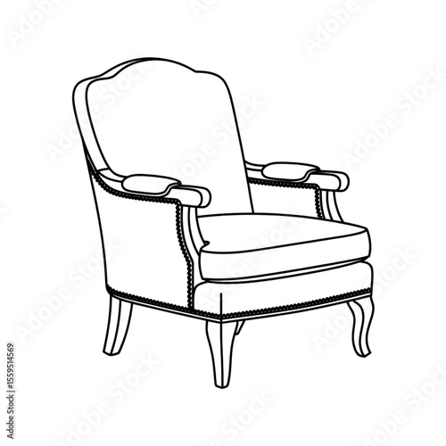 Side chair illustration vector style coloring page 