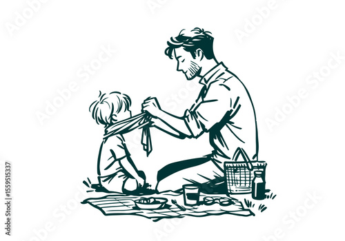Summer picnic sketch hand drawn vector illustration