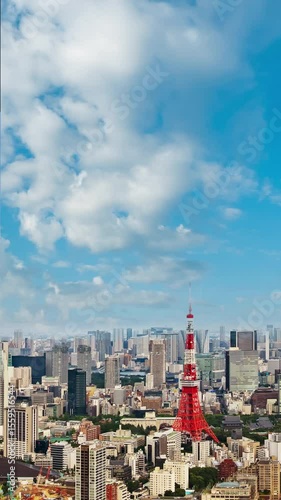 Tokyo cityscape skyline time lapse video from roof top with urban skyscrapers, Tokyo, Japan.