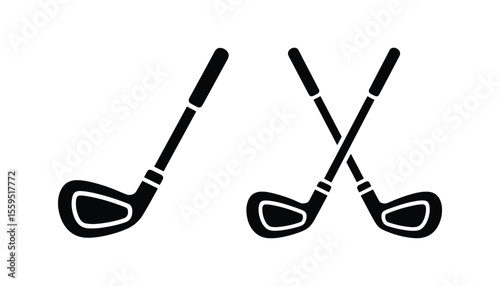 Silhouette Set of Golf Club Icons Sport Equipment Symbols for Golf and Outdoor Activities.
