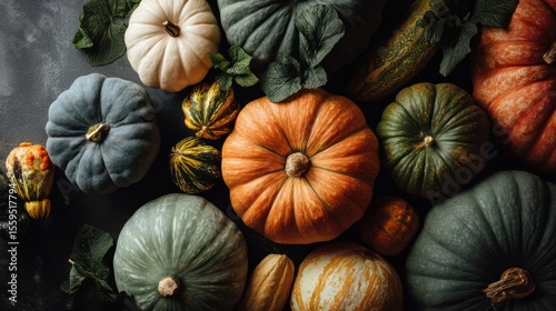 Autumn harvest pumpkins gourds squash fall background thanksgiving halloween season food