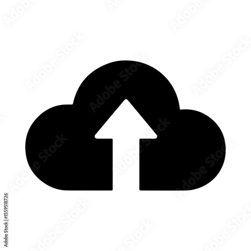 Cloud upload icon with arrow pointing upward on transparent background representing digital submission and online file transfer
