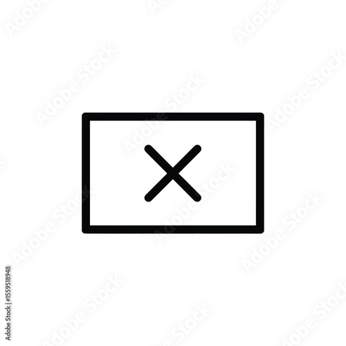 Black Rectangle with Cross Symbol Isolated on a White Background, Illustration