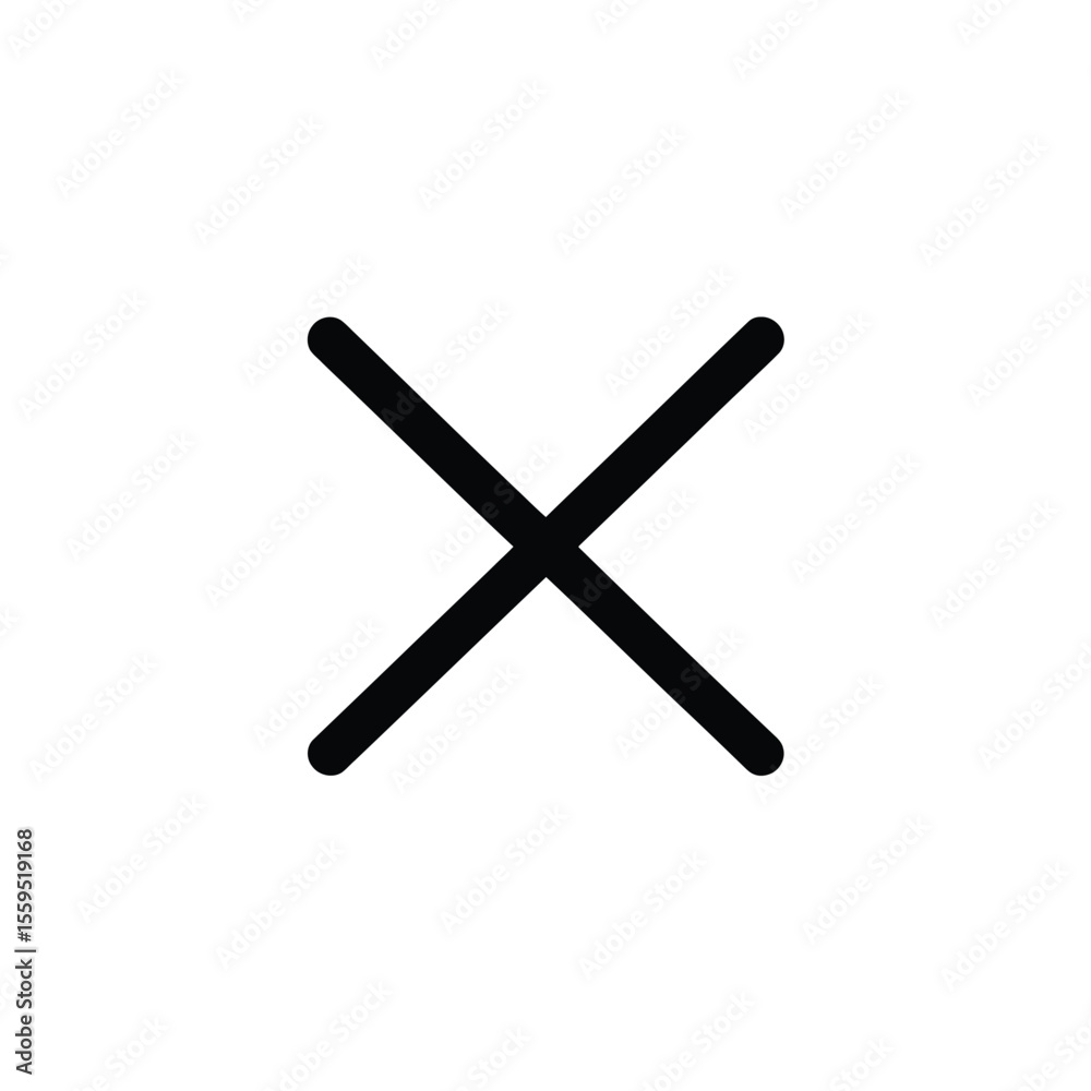 Black Rounded X Mark Shape Icon on Transparent Background, Isolated Symbol Style Black Rounded X Mark Shape Icon on Transparent Background, Isolated Symbol Style