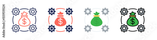 Cost Multi Style Icon Set Vector 
