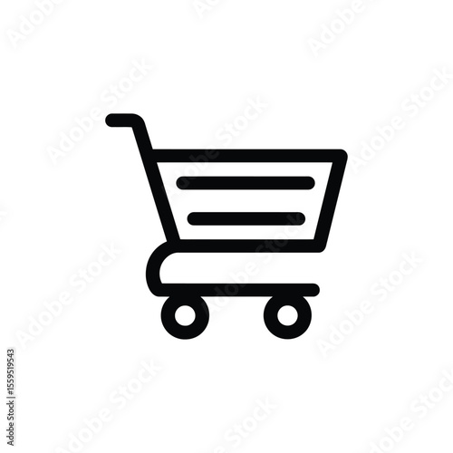 Black Shopping Cart Outline with Transparent Background Icon Design